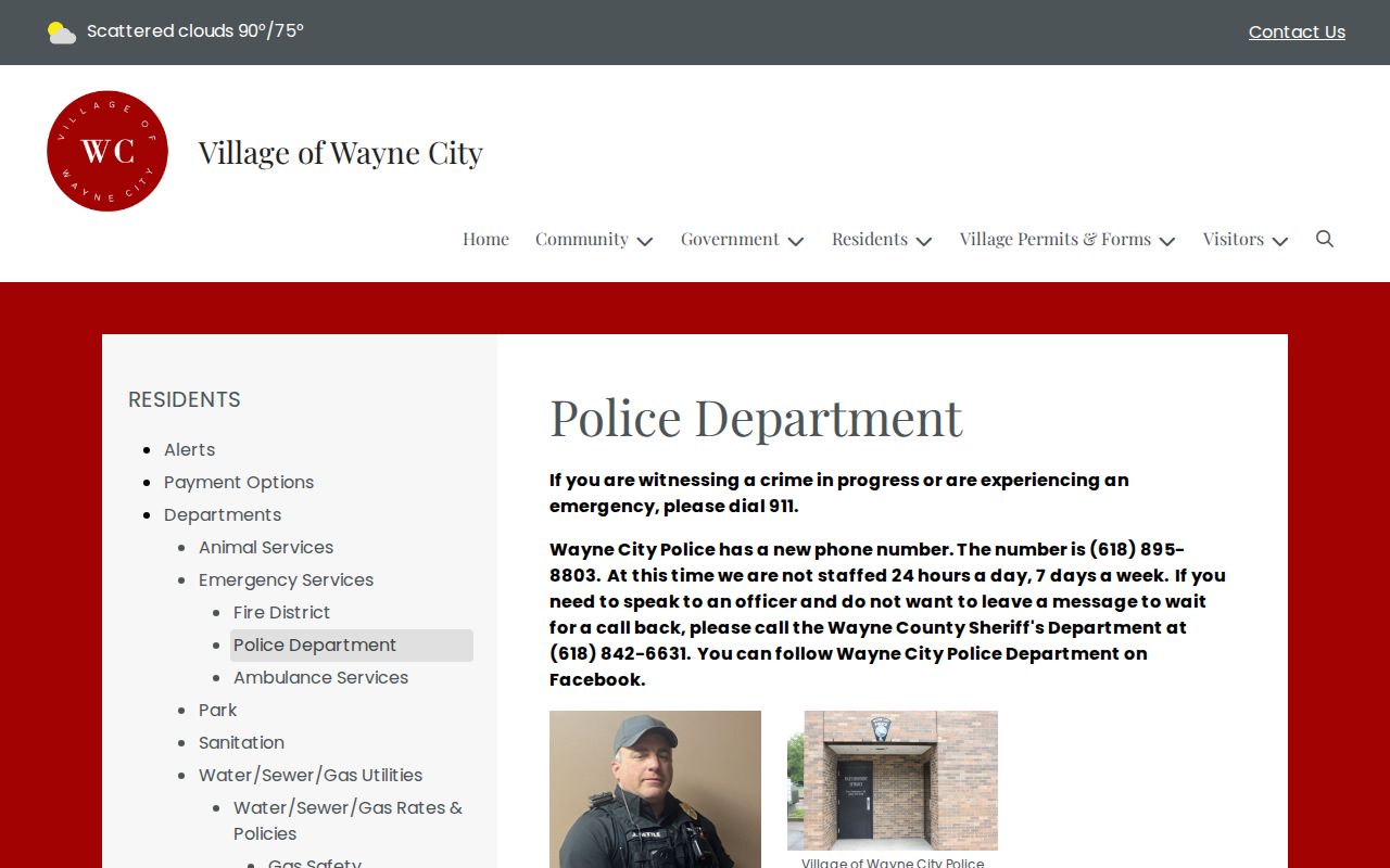 Wayne City criminal records police department contact page