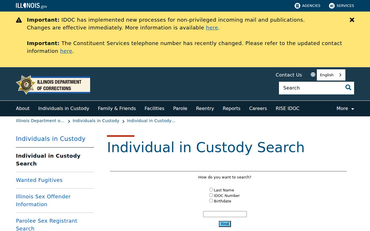 Wayne County criminal history IDOC custody search